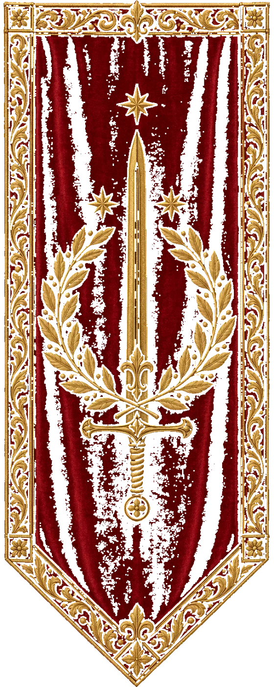 Crimson and gold banner of chapter five