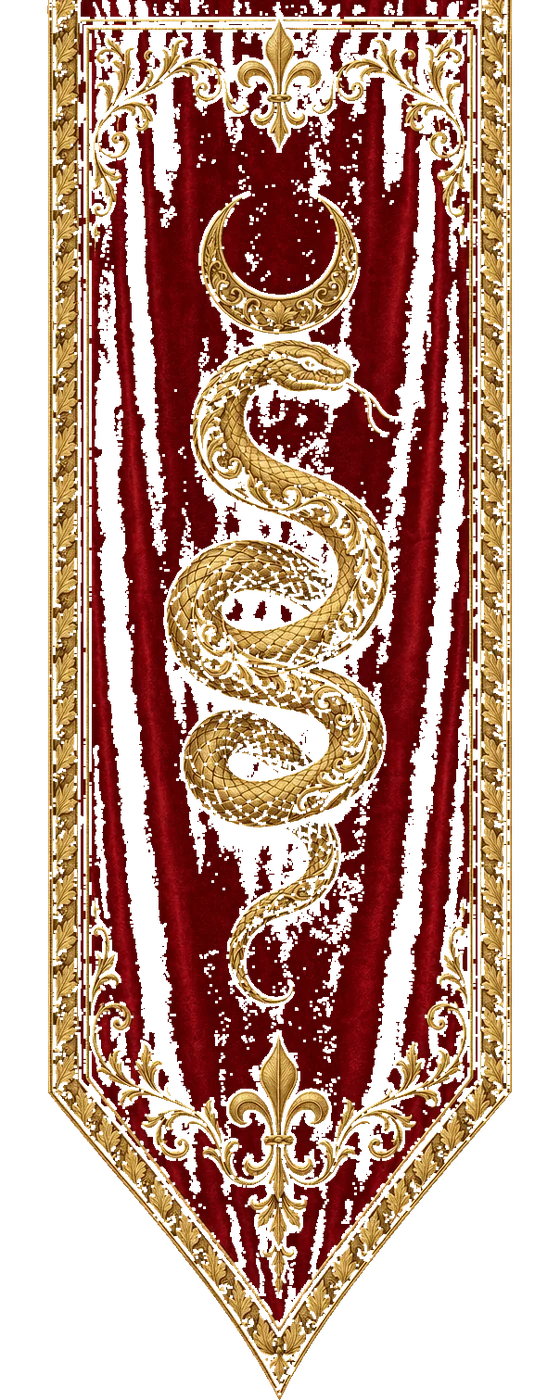 Crimson and gold banner of chapter eight